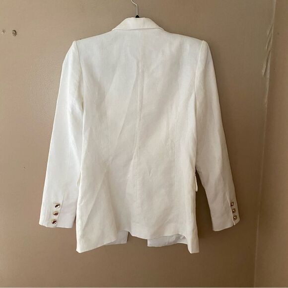 Karina Grimaldi Cecile Jacket blazer Off White linen gold buttons Revolve New - Picture 12 of 13
